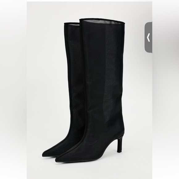 Zara knee high heeled mesh boots - Picture 4 of 5